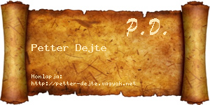 Petter Dejte névjegykártya